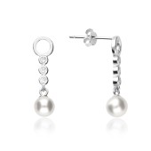 Cercei argint cu perle naturale albe si pietre DiAmanti E24578ERH-AS